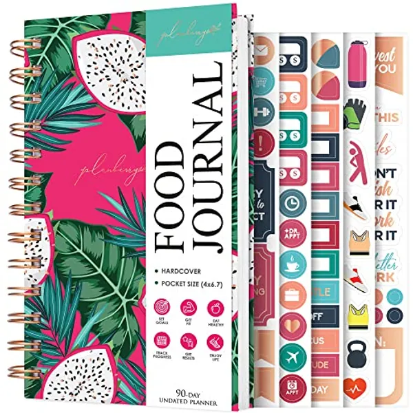 PLANBERRY Pocket Food Journal Premium – Nutrition Planner – Diet & Calorie Tracker – Meal & Exercise Diary – Weight Loss Journal (Dragon Fruit)