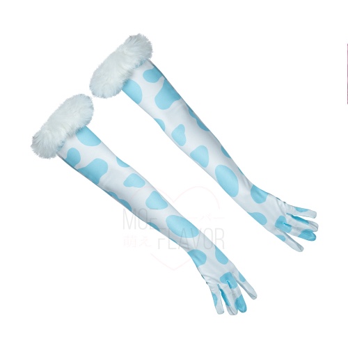 Winter Plush Cow Gloves - Blue / Pre-Order XL/2XL