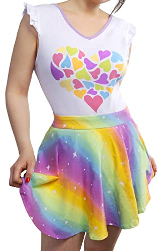 Littletude Cotton Romper Onesie Pajamas Bodysuit, Cosplay Magical Onesie Skirt Set, Tie Dye Hearts - Medium