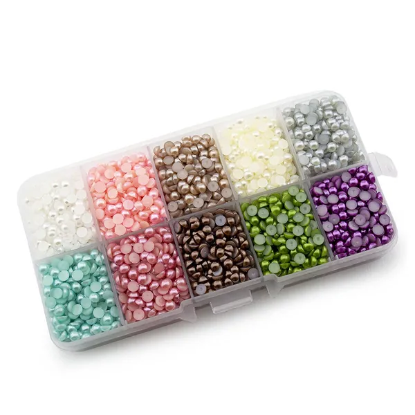 Summer-Ray 4mm Assorted Color Flat Back Pearl in Storage Box (Color Collection #3)