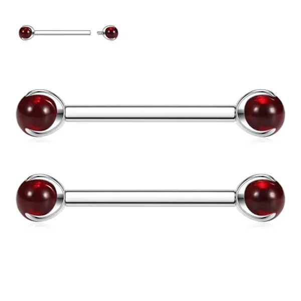 FUNLMO 1 Pair Nipple Tongue Rings 16G 14G 12G Nipple Tongue Bridge Piercing Jewelry G23 Titanium Nipple Tongue Jewelry Internally Threaded Nipple Piercing Set for Women