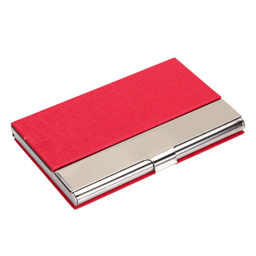 Vegan Leather Business Card Case - Red