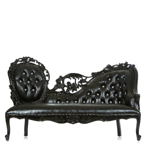 Queen Natalia Royal Chaise Lounge - Black / Black