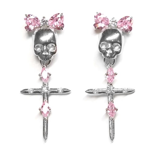 Pink Skull Earrings