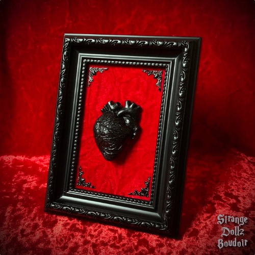 Anatomical heart frame, gothic home decor, anatomy frame, black and red decor, Strange Dollz Boudoir