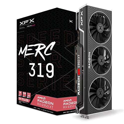 XFX Speedster MERC319 RX 6950XT Black Gaming Graphics Card with 16GB GDDR6 HDMI 3xDP, AMD RDNA 2 - RX-695XATBD9 - RX 6950 XT