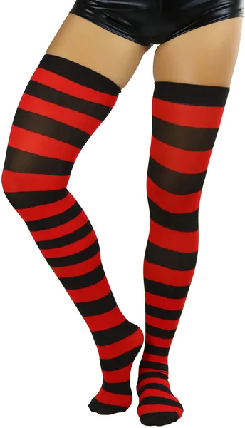 ToBeInStyle Women’s Vibrant Horizontal Wide Striped Thigh High Stockings