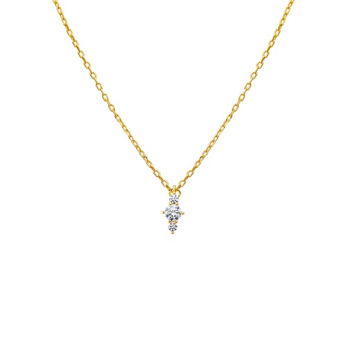 CZ Graduated Cluster Dangling Pendant Necklace - Gold