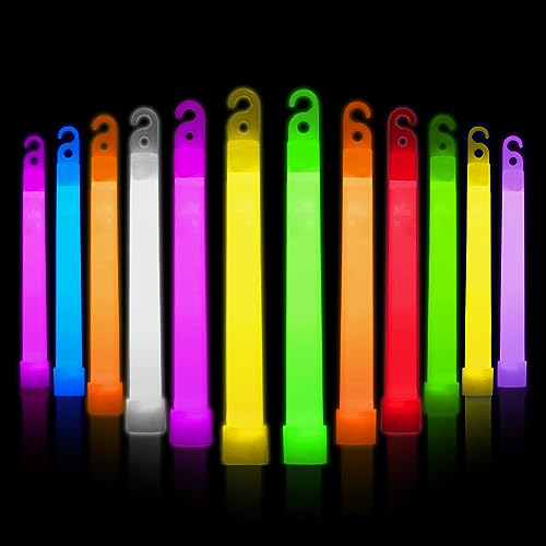 Ainiv 25 PCS Neon Colors Glow Sticks for Children, 8 Colors 6 Inches Large Ultra Bright Glow Sticks with Hook & Hole, Glow in the Dark Party Packs for Christmas, Camping, Kids' Party Favours - 25pcs Glow Sticks