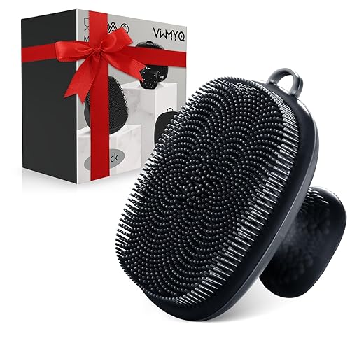 VWMYQ Face Scrubber, Silicone Face Scrubber for Men, Facial Cleansing Brush Silicone Face Wash Brush Manual Waterproof Cleansing Skin Care Face Brushes for Cleansing and Exfoliating - Black