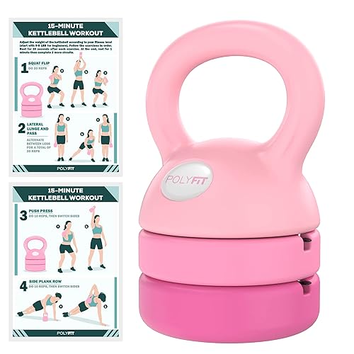 Adjustable Kettlebell | 5 lb - 12 lb | Kettlebells Weights Set for Home Gym | Kettle Bell Sets for Women at Home - PINK