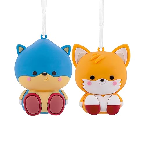 Hallmark Sonic and Tails Better Together Magnetic Christmas Ornaments, Set of 2, Shatterproof - Sonic & Tails