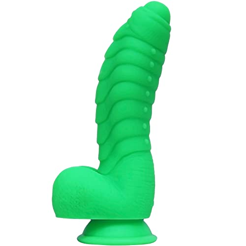 8.5Inch Realistic Dildo Soft Liquid Silicone Material No Any Smell Adult Sex Toys Thick Penis Strong Suction Cup for Hand-Free 2 Balls(Lime Green) - Lime Green - 8.5 Inch