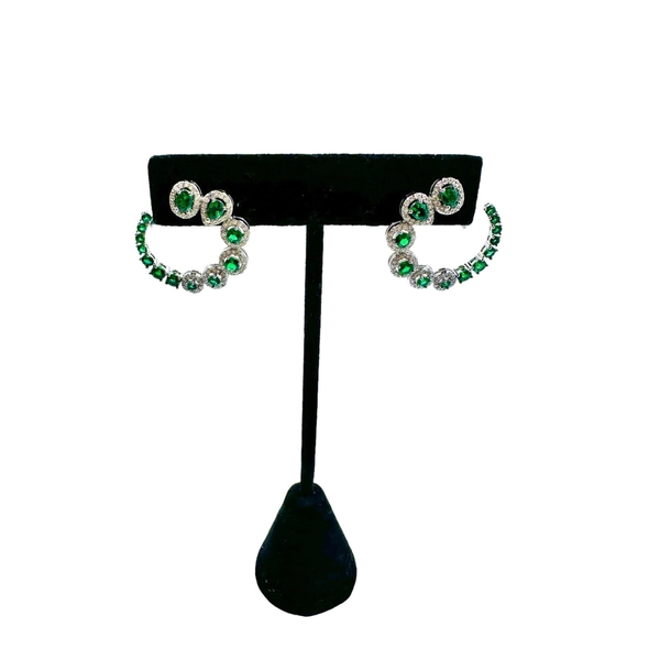 Donna Green Emerald Diamond Hoop Earrings