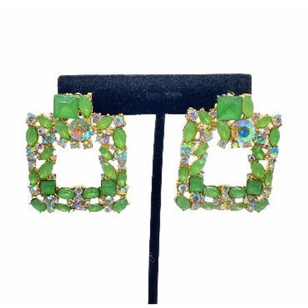 Crystal Square Drop Earrings