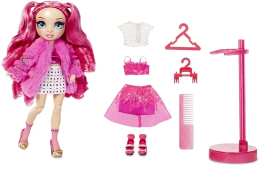 Rainbow High Modepop - Stella Monroe - Fuchsia Pop Met Luxe Outfits, Accessoires en Poppenstandaard - Rainbow High Serie 2 - Perfect Cadeau voor Meisjes Vanaf 6 Jaar