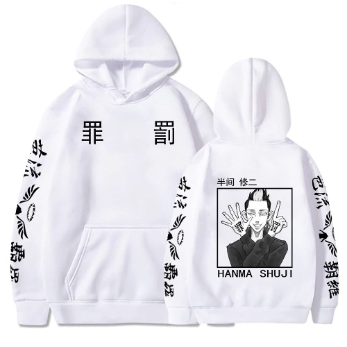 Harajuku Anime Hoodie Hanma Shuji Sweatshirt Manjiro Sano Hoodie Anime Gedrukt Lange Mouw Pullover Walhalla Effen kleurensweatshirt voor heren en dames