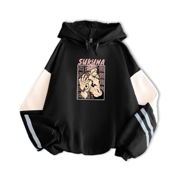 Anime Jujutsu Kaisen Hoodie Sukuna Patroon Kleur botsende hoodie Sukuna Ryomen hoodie Harajuku Snoepkleur Trui met capuchon Jujutsu Kaisen Hoodie Geschikt voor zowel mannen als vrouwen