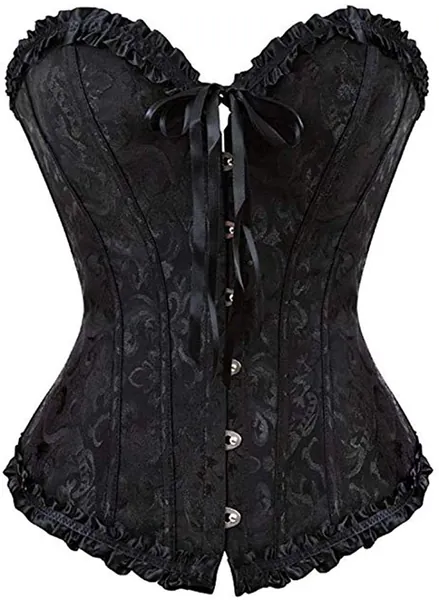 Corsets for Women Waist Cincher Shaper Boned Satin Lace Up Vintage Bustier Top