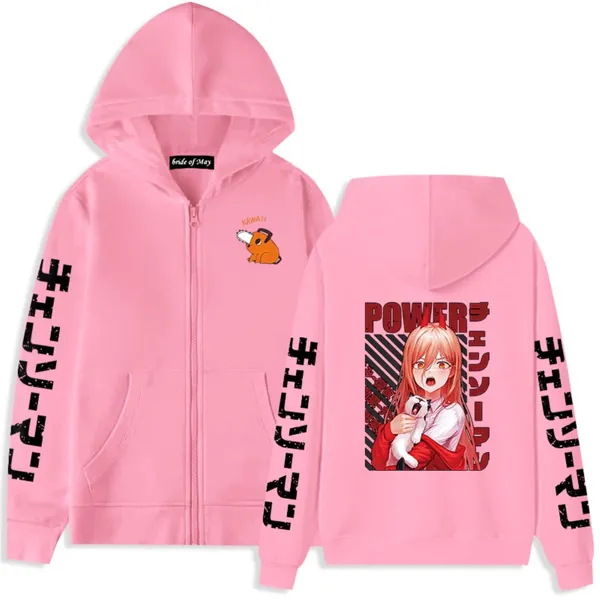 Unisex Chainsaw Man Power Hoodie Anime Pochita Print Hooded Pullover Sweatshirt Makima Cosplay Hoodies Denji Girls
