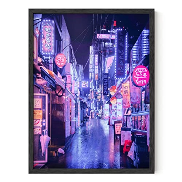 Neon Art and College Posters By Haus and Hues | College Dorm Room Decorations, Cool Posters for Guys, Trippy Neon Room Decor, Asian Art, Neon Posters for Rooms | Unframed/Frameable (12x16, Seoul)