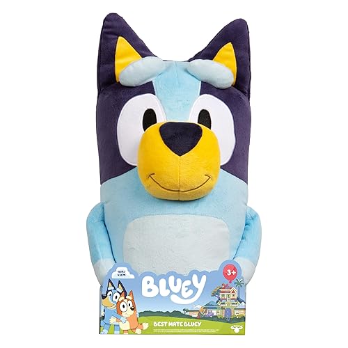 Bluey 18" Stuffed Animal - Playtime & Naptime Companion, Jumbo Size, Soft Deluxe Materials - Huggable Cuddles Best Friend (13010) - Bluey Jumbo Plush
