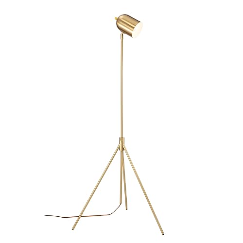 O'Bright Helios - Adjustable Tripod LED Floor Lamp, Dimmable, Swivel Head, Perfect for Reading and Task Lighting, Antique Brass - Antique Brass