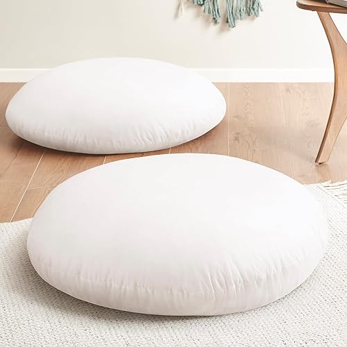 Codi Round Floor Pillow Insert 2 Sets, Large Thick Meditation Cushion, Circular Seating Cushions and Pouf Inserts, 32 Inch, Memory Foam Added, Advanced - 2 - 32" Inches
