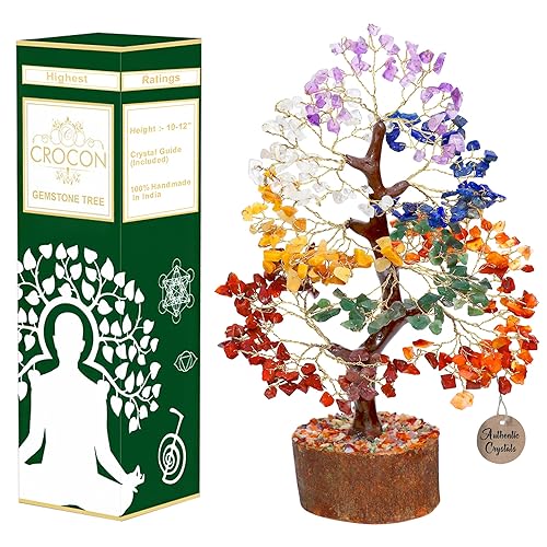 Seven Chakra Crystal Tree Birthday Gifts for Women, Crystal Tree of Life Sister birthday gifts Home Decor Birthday Gifts for Mom Positive Energy New Home House Warming Gifts for Women - #01 Seven Chakra (Golden Wire)