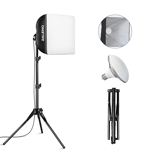 RALENO Softbox Photography Lighting Kit, 40×40cm LED Photography Studio Light with 50W 5500K CCT Bulbs for TikTok Lighting, CRI>97 Light Box Lighting for Video Recording, Studio and YouTube