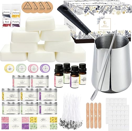 ETUOLIFE Candle Making Kits for Adults Beginners,Soy Wax for Candle Making,Candle Making Supplies Accessory,Make Your Own Candles,Melting Pot,Fragrance Oils,Candle Tins,Wicks,Dye Wax - soy wax candle making kit