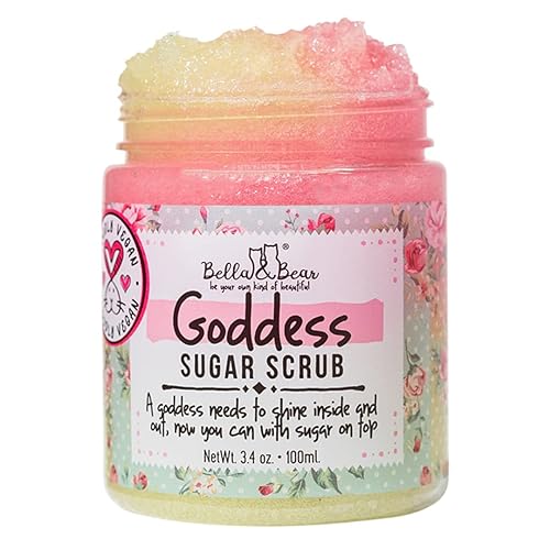 Bella & Bear Goddess Sugar Scrub - Travel Size - Vegan 3.4oz (Travel Size) - 3.4 Fl Oz (Pack of 1)