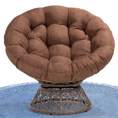 Bme Cinnamon Mocha Living Room Chair | wicker | 40" ergonomic | soft thick density fabric | high capacity steel - Cinnamon Mocha - Brown Base - Upgrade Cushion - Classic 40"