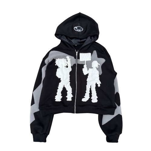 "WAKE UP" Black Zip-Up | M