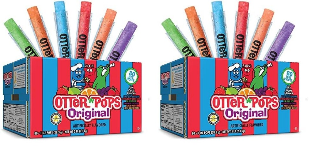 Otter Pops Freezer Ice Bars, Fat Free Ice Pops, Original Flavors (80-1 oz pops) (Pack of 2) - 1 Ounce (Pack of 160)