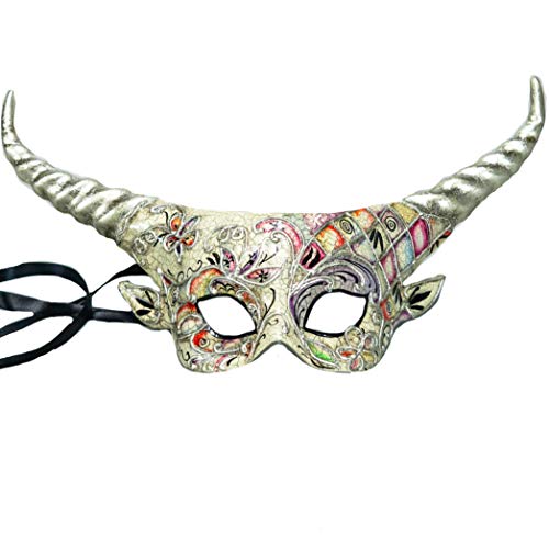 Victorian Goblin Fairy Antler Venetian Masquerade Ball Mask with Ram Horns