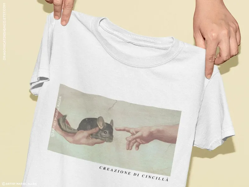 Creazione di Cincillà with Standard Grey Chinchilla | Unisex T-Shirt for Art Lovers and Chinchilla Lovers!