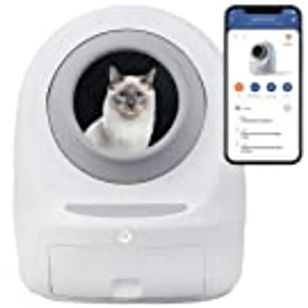 Smarty Pear Leo's Loo Too No Mess Automatic Self-Cleaning Cat Litter Box Includes Charcoal Filter, Built-in Scale, Smart Home App with Voice Control