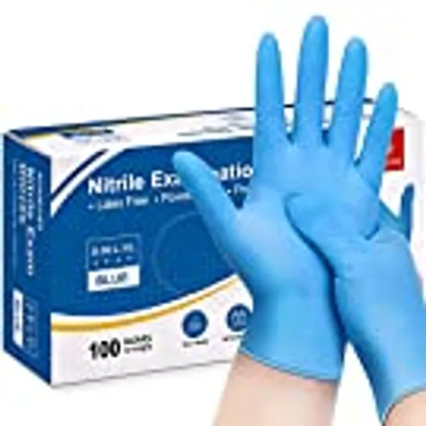 Schneider Nitrile Exam Gloves, Blue, 4 mil, Powder-Free, Latex-Free, for Medical Exam, Cleaning and Food Prep, Non-Sterile