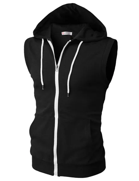 H2H Mens Casual Slim Fit Zip-up Sleeveless Hoodie Lightweight Workout Tank Tops Gym Hoodies