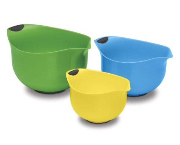 Cuisinart Plastic Set of 3 BPA-free Mixing Bowls, Multicolored - Multicolor