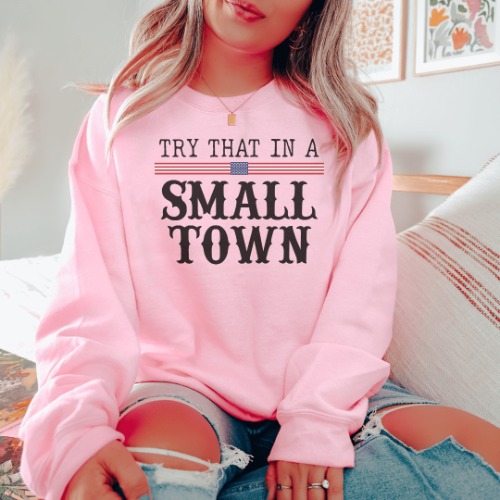 Try That In A Small Town Sweatshirt - Light Pink / S