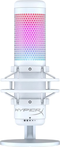 HyperX QuadCast S – RGB USB Condenser Microphone for PC, PS5, Mac, Anti-Vibration Shock Mount, 4 Polar Patterns, Pop Filter, Gain Control, Gaming, Streaming, Podcasts, Twitch, YouTube, Discord – White
