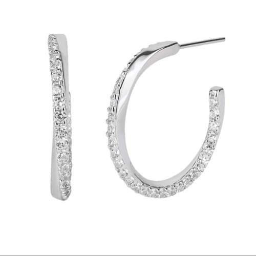 Entwined J Hoop Earrings/18K White Gold & Premium Cubic Zirconia