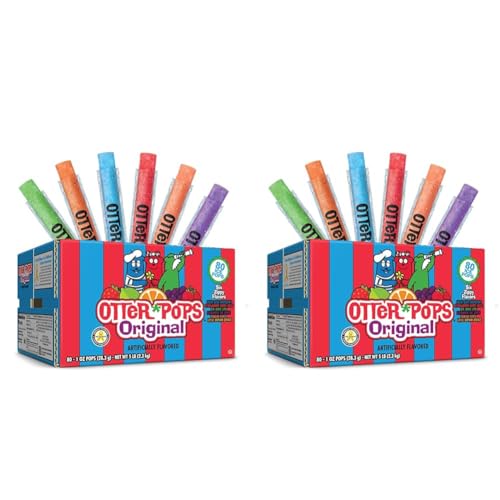 Otter Pops Freezer Ice Bars, Fat Free Ice Pops, Original Flavors (80-1 oz pops) (Pack of 2) - 1 Ounce (Pack of 160)