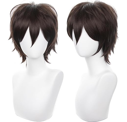 COSPLAZA Brown Cosplay Wig Short Spiky Fluffy Heat Resistant Layered Synthetic Hair Men Women Halloween Party Wig - Brown