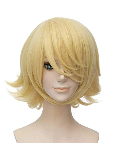 TSNOMORE Anime Cosplay Blonde Wigs for Unisex Short Curly Synthetic Wig for Women Halloween Costume Party Cosplay Wig for Girls - Rin-kagamine