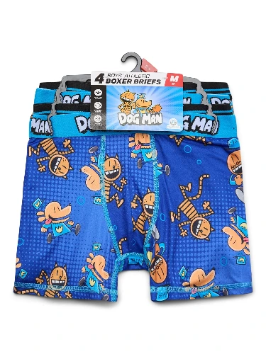 Dog Man Boys Boxer Briefs Underwear, 4-Pack, Sizes XS-XL