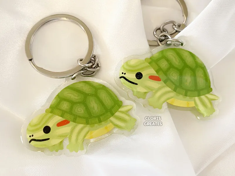 Red Eared Slider Turtle Acrylic Pet Keychain