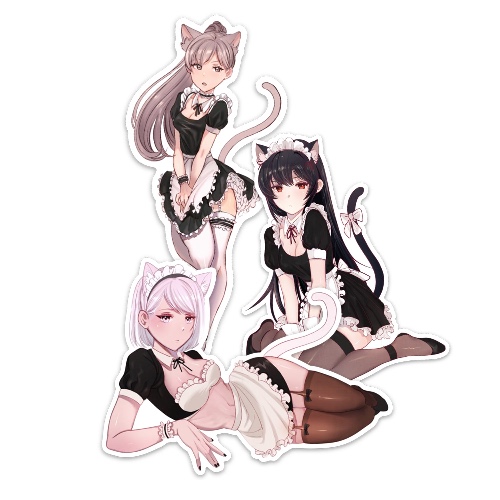 Neko Cat Maids Stickers 3 Pack